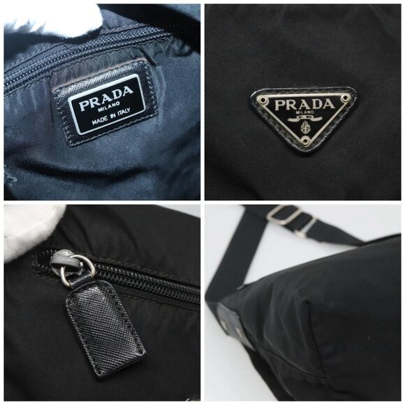 PRADA Shoulder Bag Nylon Black Silver - Picture 11 of 15